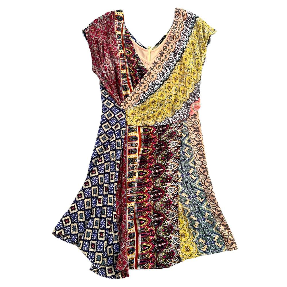 Desigual. Clanzie Boho Mixed Pattern Faux Wrap Dr… - image 2